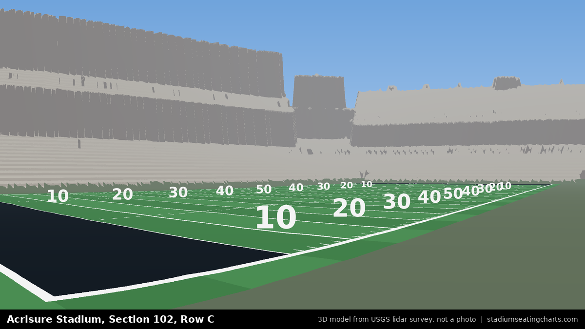 View from Acrisure Stadium Section 102, Row C, looking toward the field