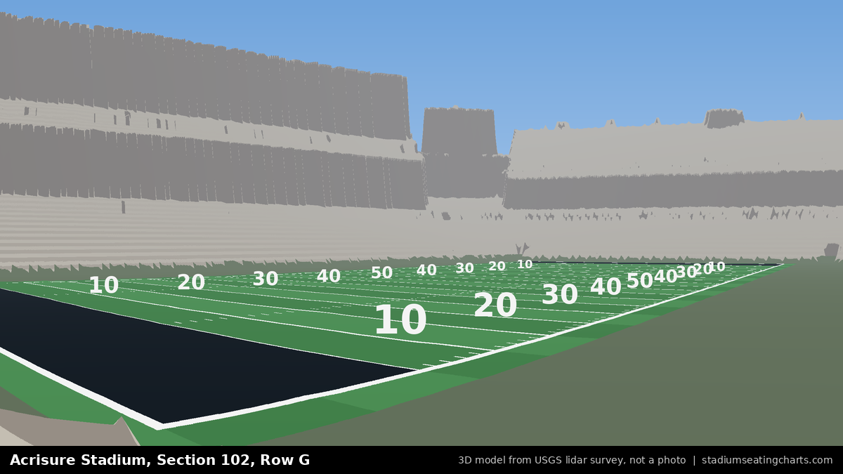 View from Acrisure Stadium Section 102, Row G, looking toward the field