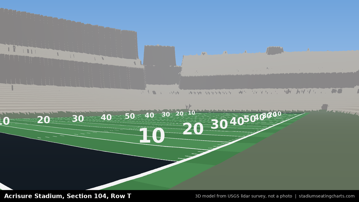 View from Acrisure Stadium Section 104, Row T, looking toward the field