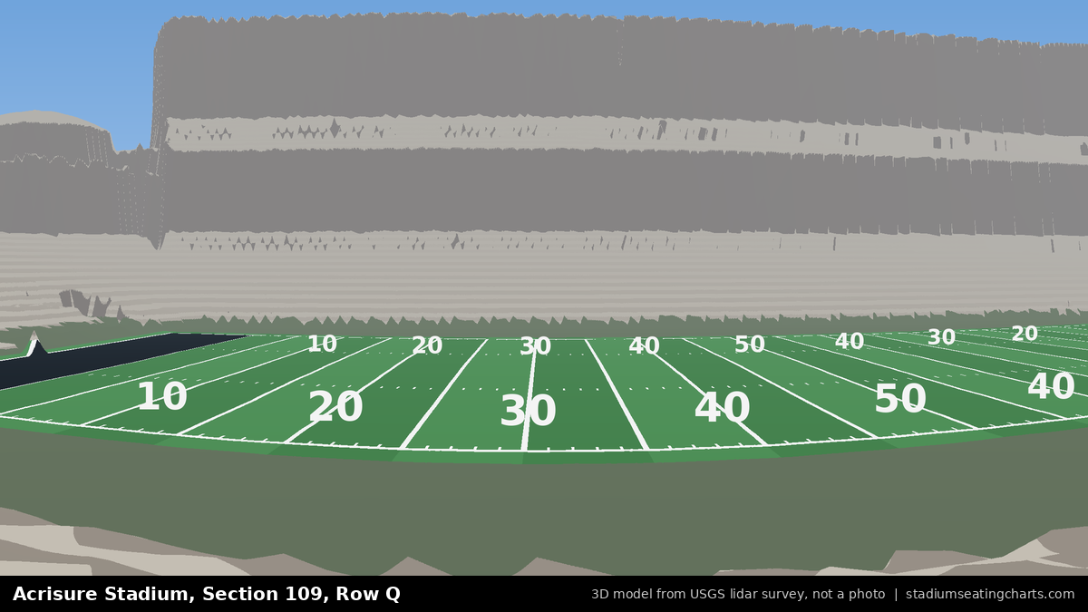 View from Acrisure Stadium Section 109, Row Q, looking toward the field