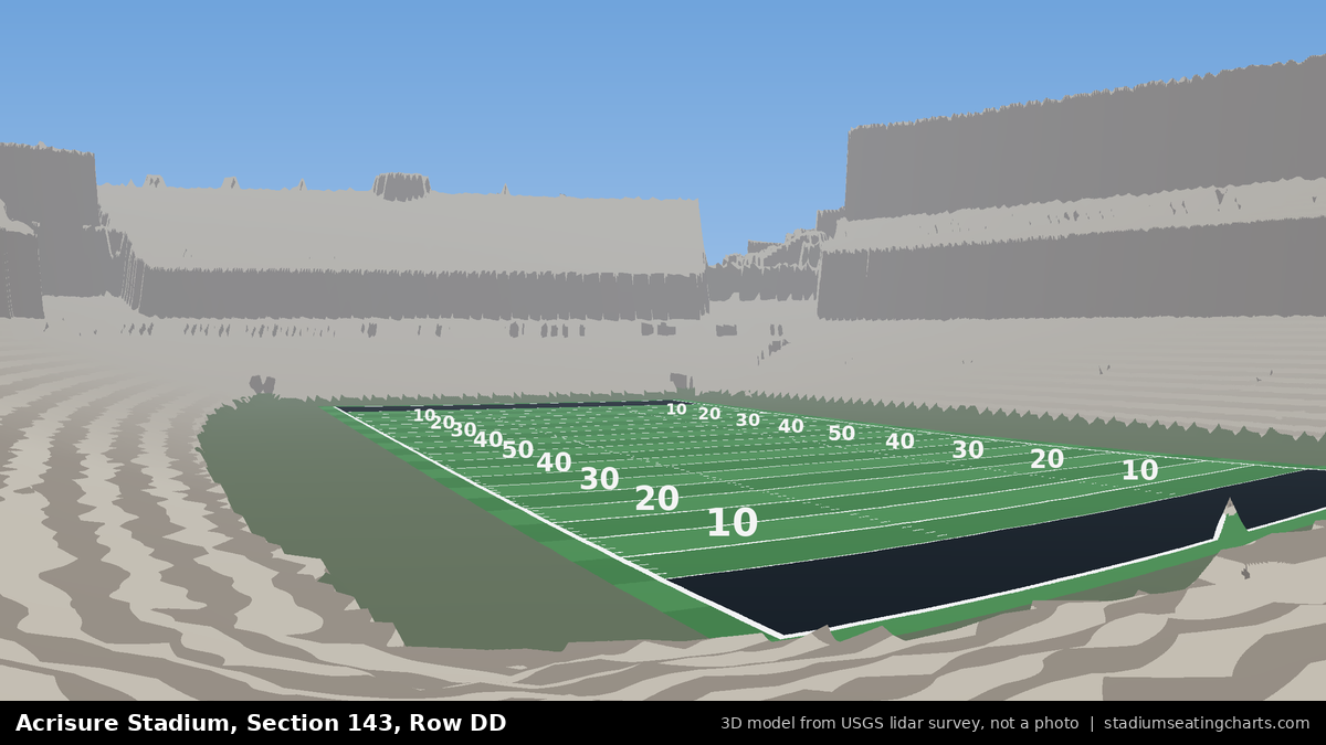 View from Acrisure Stadium Section 143, Row DD, looking toward the field