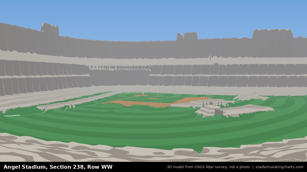 View from Angel Stadium Section 238, Row WW, looking toward the pitcher's mound