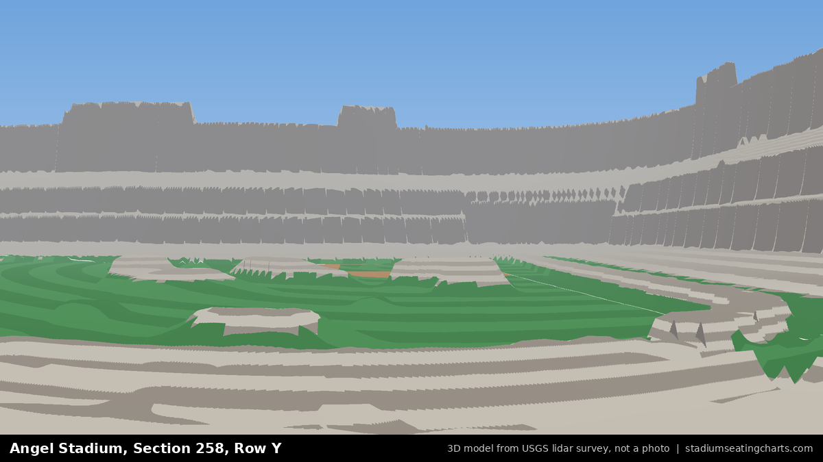 View from Angel Stadium Section 258, Row Y, looking toward the pitcher's mound