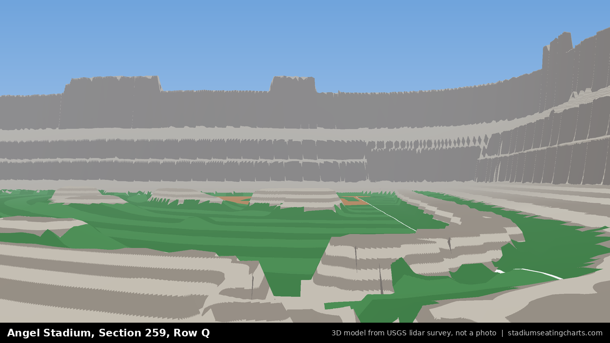 View from Angel Stadium Section 259, Row Q, looking toward the pitcher's mound