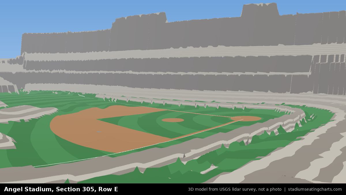 View from Angel Stadium Section 305, Row E, looking toward the pitcher's mound