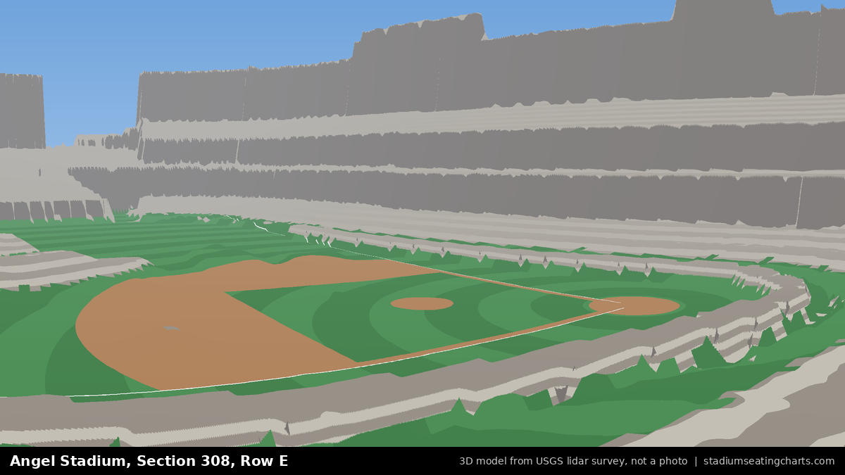 View from Angel Stadium Section 308, Row E, looking toward the pitcher's mound