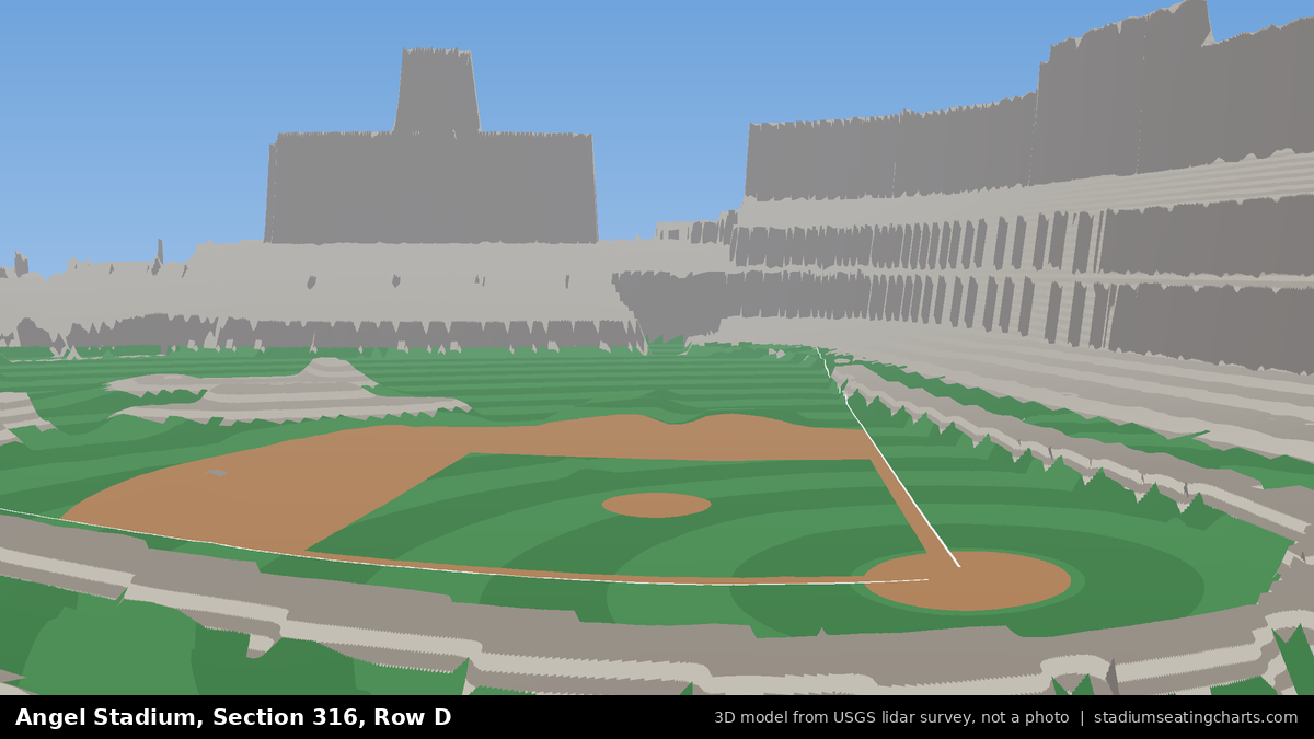 View from Angel Stadium Section 316, Row D, looking toward the pitcher's mound