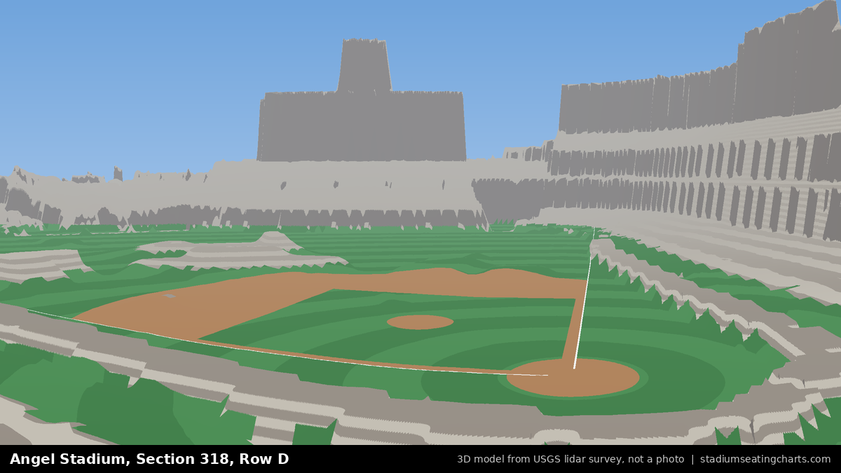 View from Angel Stadium Section 318, Row D, looking toward the pitcher's mound
