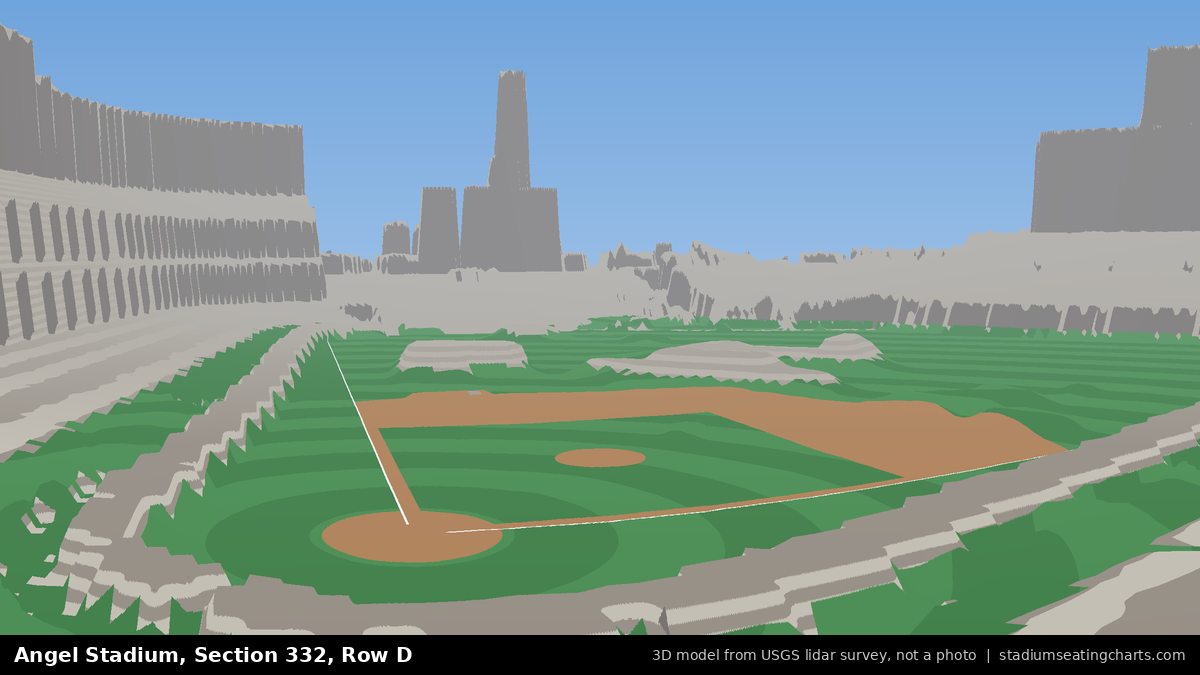 View from Angel Stadium Section 332, Row D, looking toward the pitcher's mound