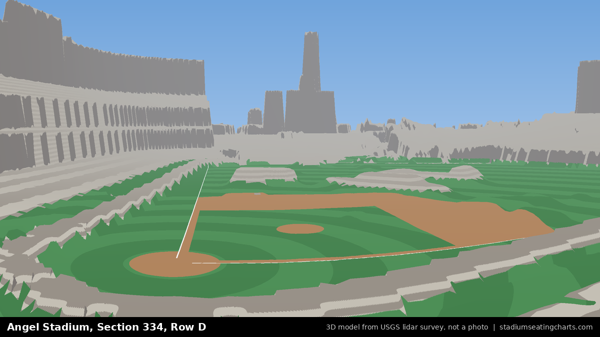 View from Angel Stadium Section 334, Row D, looking toward the pitcher's mound