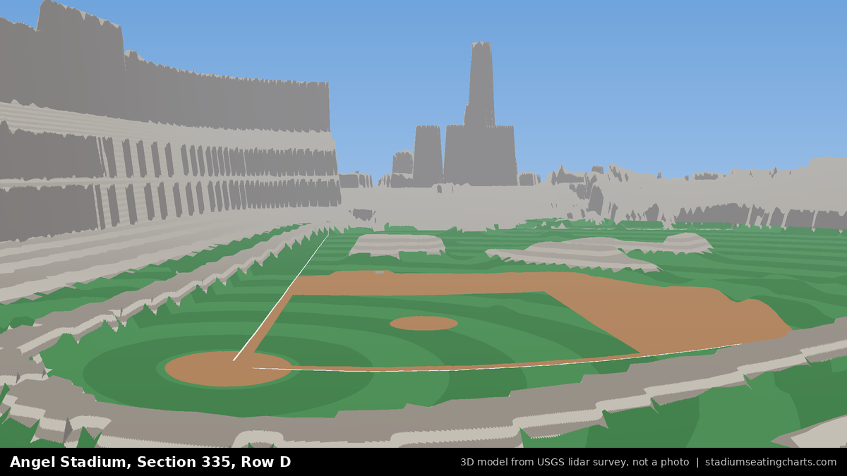View from Angel Stadium Section 335, Row D, looking toward the pitcher's mound