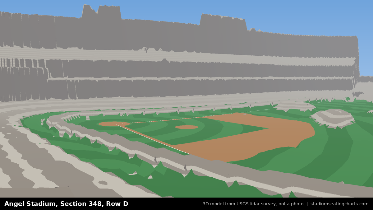 View from Angel Stadium Section 348, Row D, looking toward the pitcher's mound