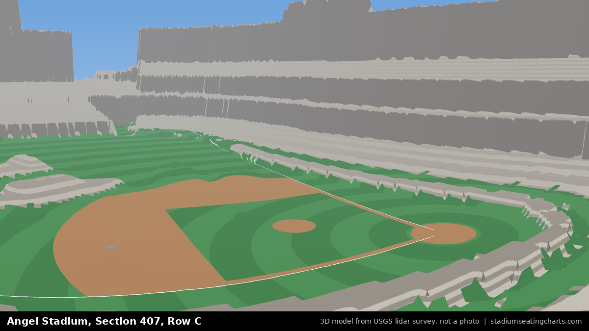 View from Angel Stadium Section 407, Row C, looking toward the pitcher's mound