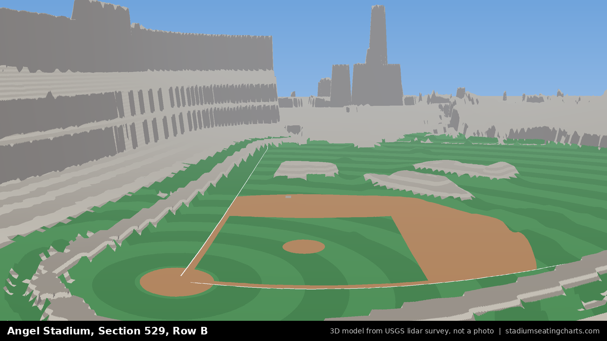 View from Angel Stadium Section 529, Row B, looking toward the pitcher's mound