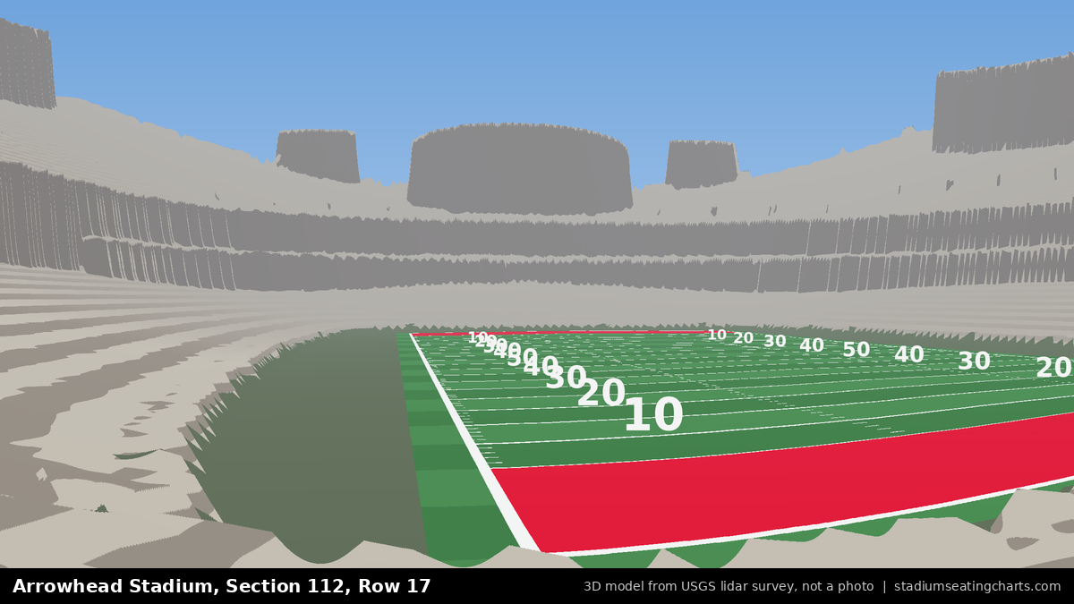 View from Arrowhead Stadium Section 112, Row 17, looking toward the field