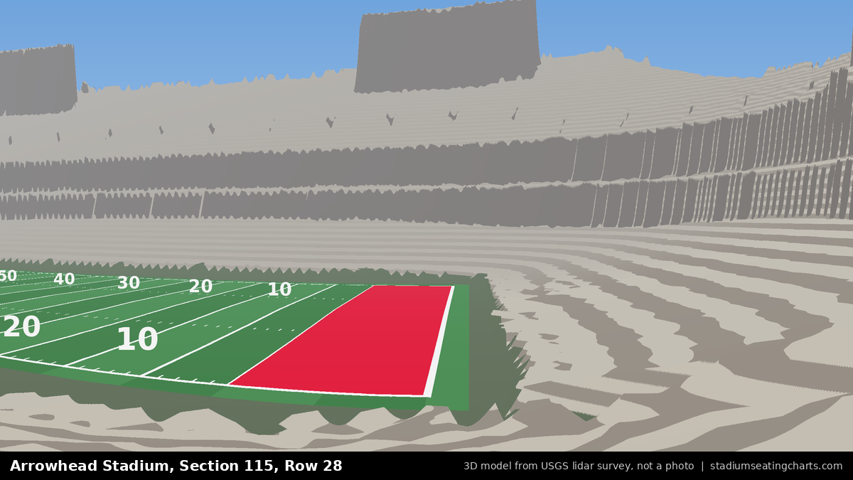 View from Arrowhead Stadium Section 115, Row 28, looking toward the field