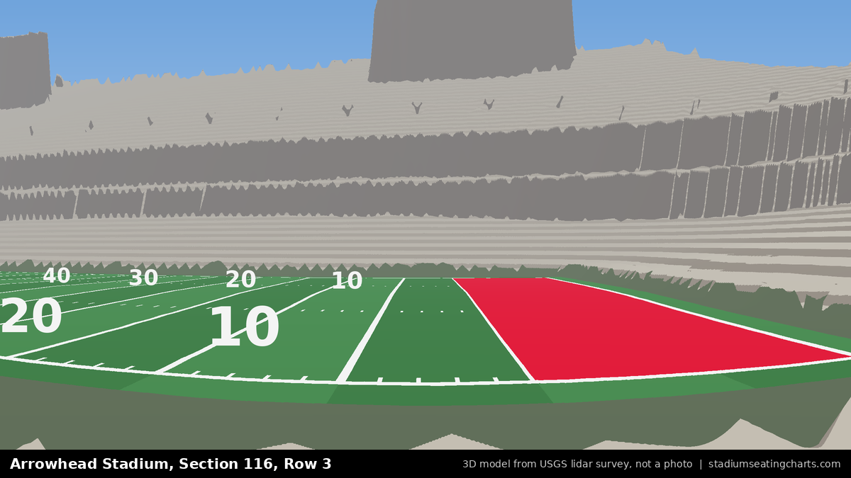 View from Arrowhead Stadium Section 116, Row 3, looking toward the field