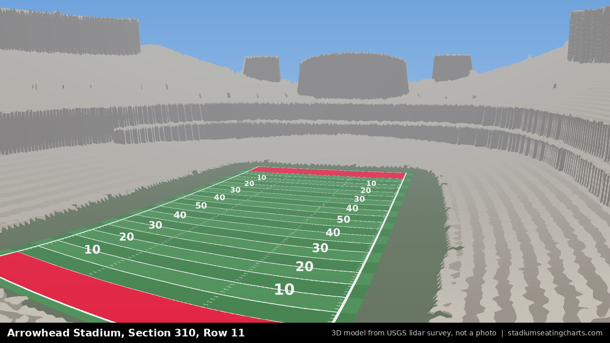 View from Arrowhead Stadium Section 310, Row 11, looking toward the field