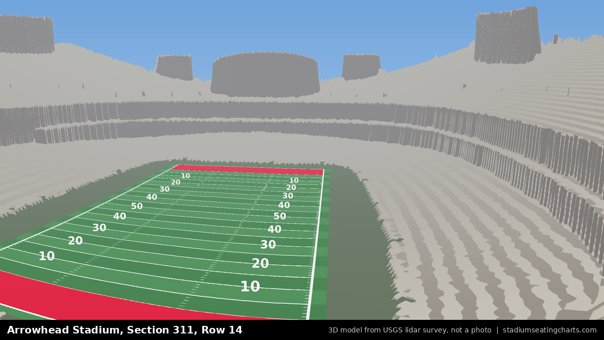 View from Arrowhead Stadium Section 311, Row 14, looking toward the field