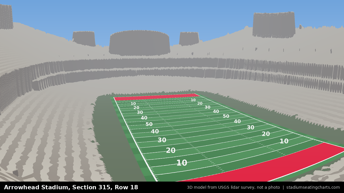 View from Arrowhead Stadium Section 315, Row 18, looking toward the field