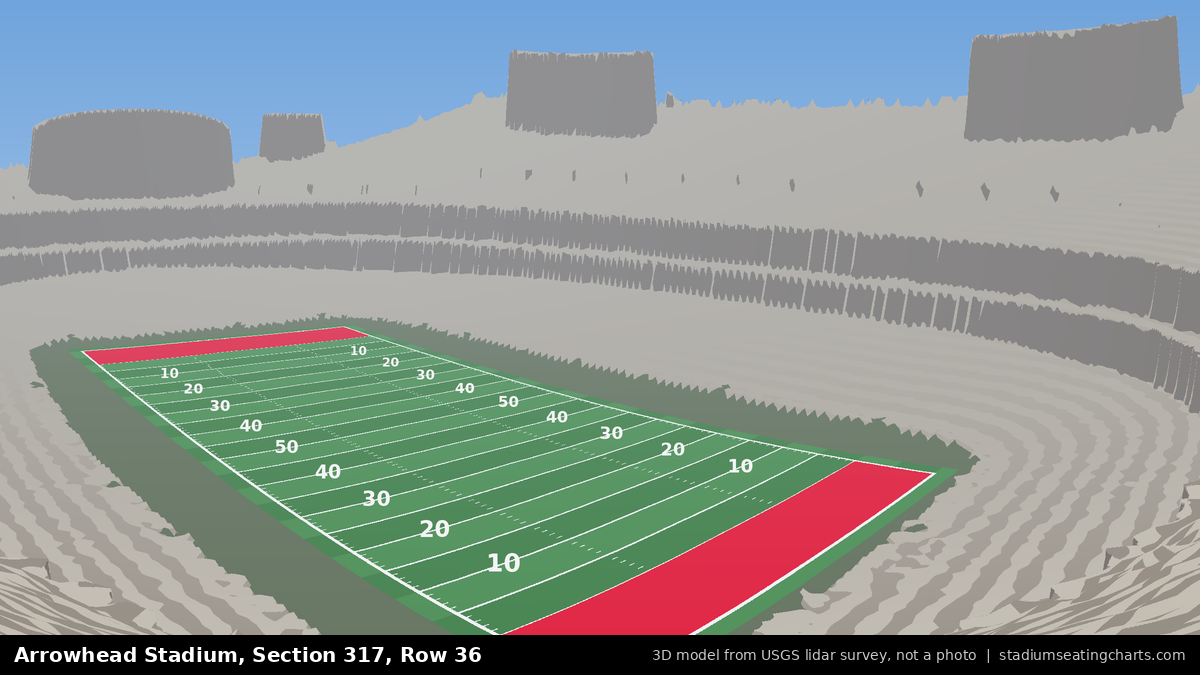View from Arrowhead Stadium Section 317, Row 36, looking toward the field