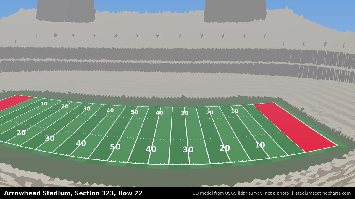 View from Arrowhead Stadium Section 323, Row 22, looking toward the field