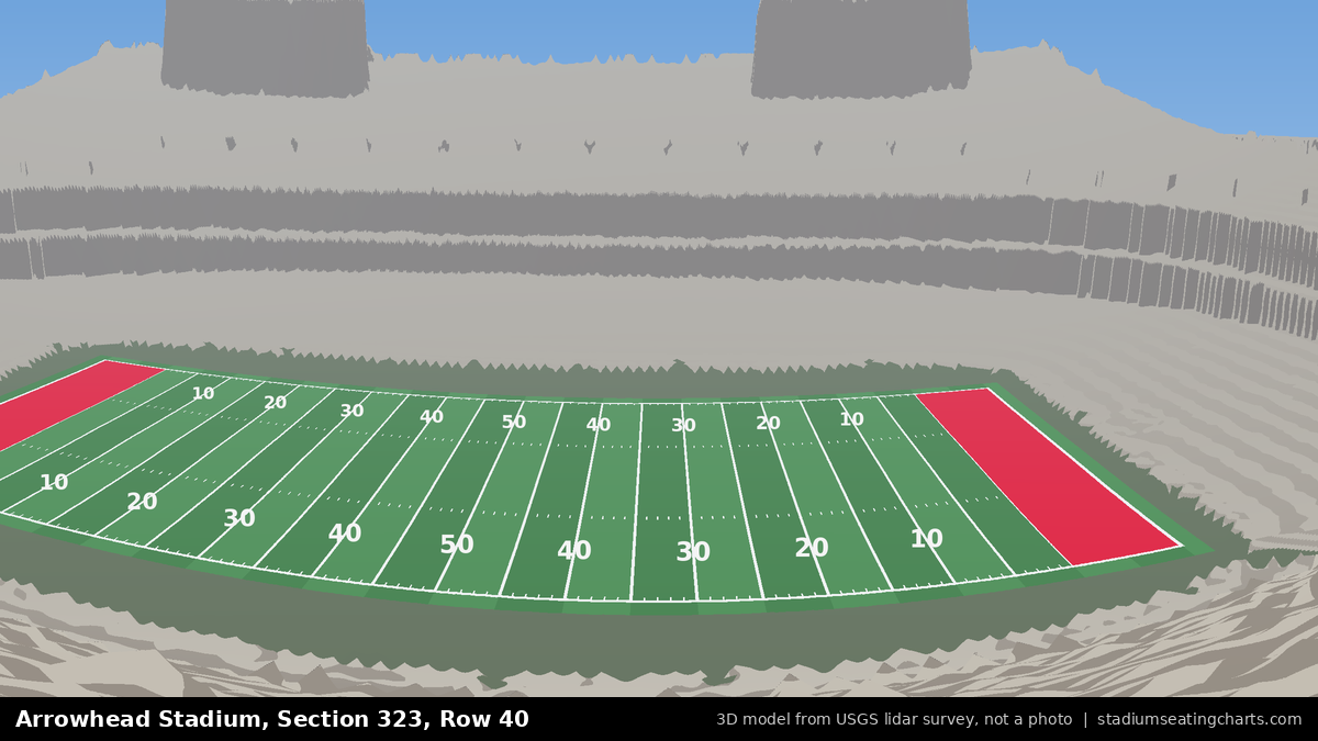 View from Arrowhead Stadium Section 323, Row 40, looking toward the field