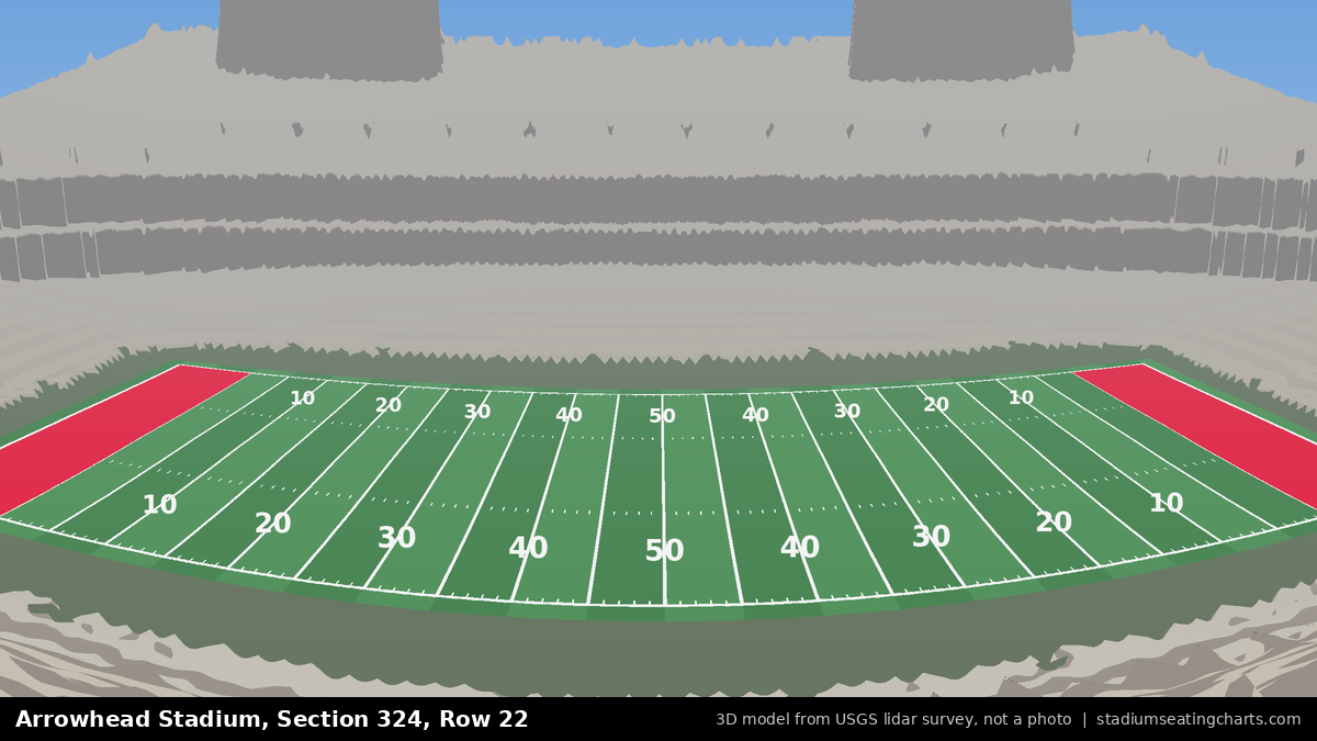 View from Arrowhead Stadium Section 324, Row 22, looking toward the field