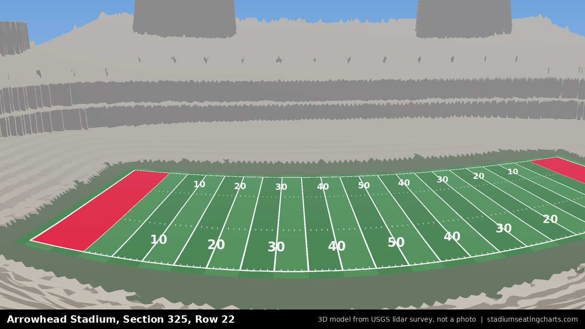 View from Arrowhead Stadium Section 325, Row 22, looking toward the field