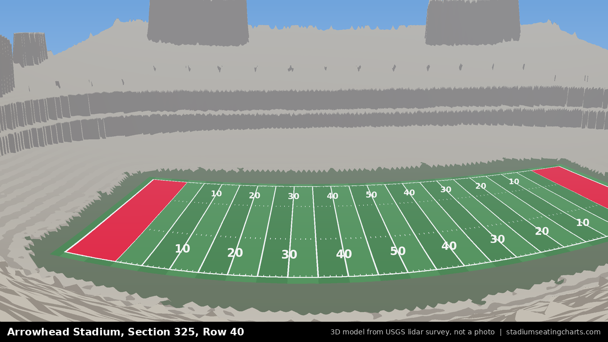 View from Arrowhead Stadium Section 325, Row 40, looking toward the field