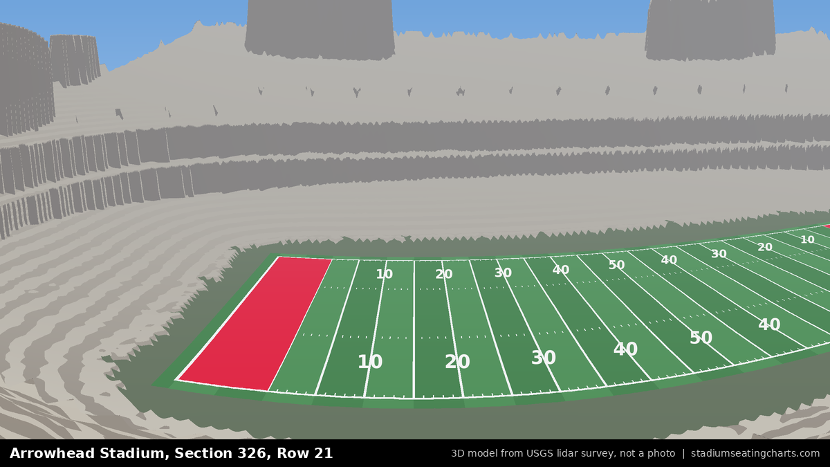 View from Arrowhead Stadium Section 326, Row 21, looking toward the field