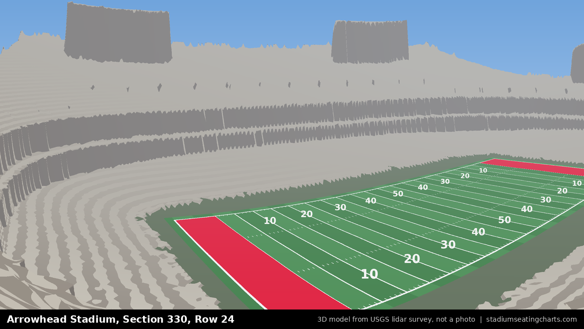 View from Arrowhead Stadium Section 330, Row 24, looking toward the field