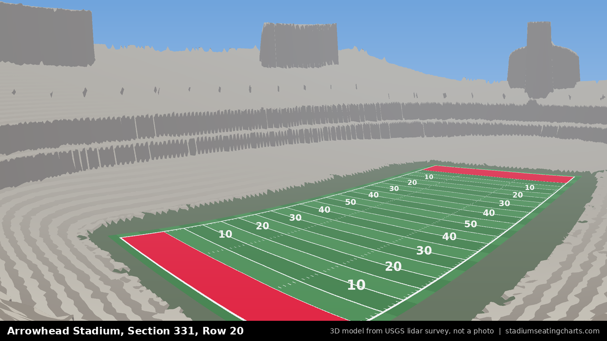 View from Arrowhead Stadium Section 331, Row 20, looking toward the field