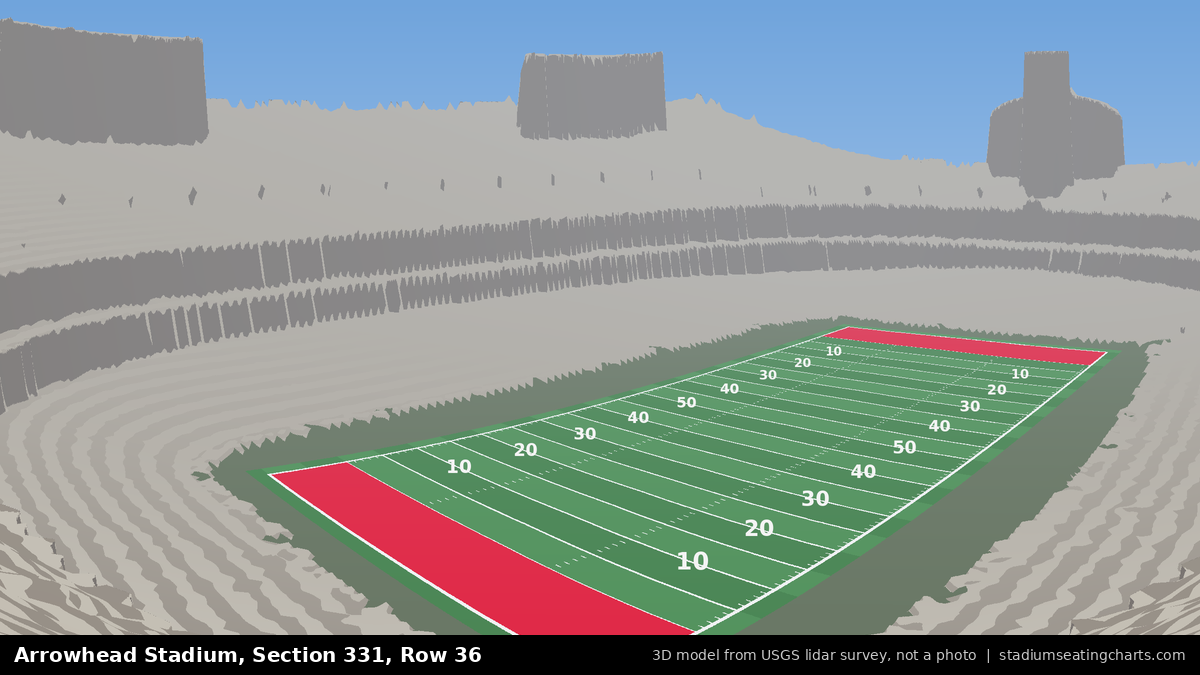 View from Arrowhead Stadium Section 331, Row 36, looking toward the field