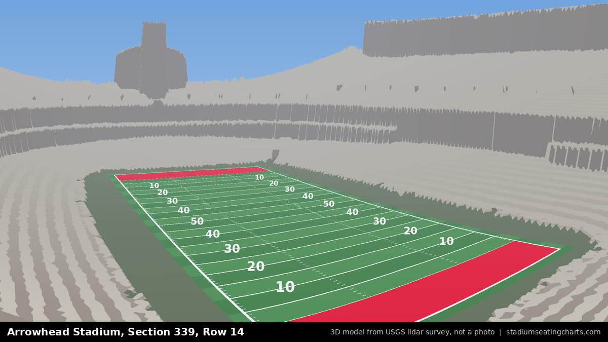 View from Arrowhead Stadium Section 339, Row 14, looking toward the field