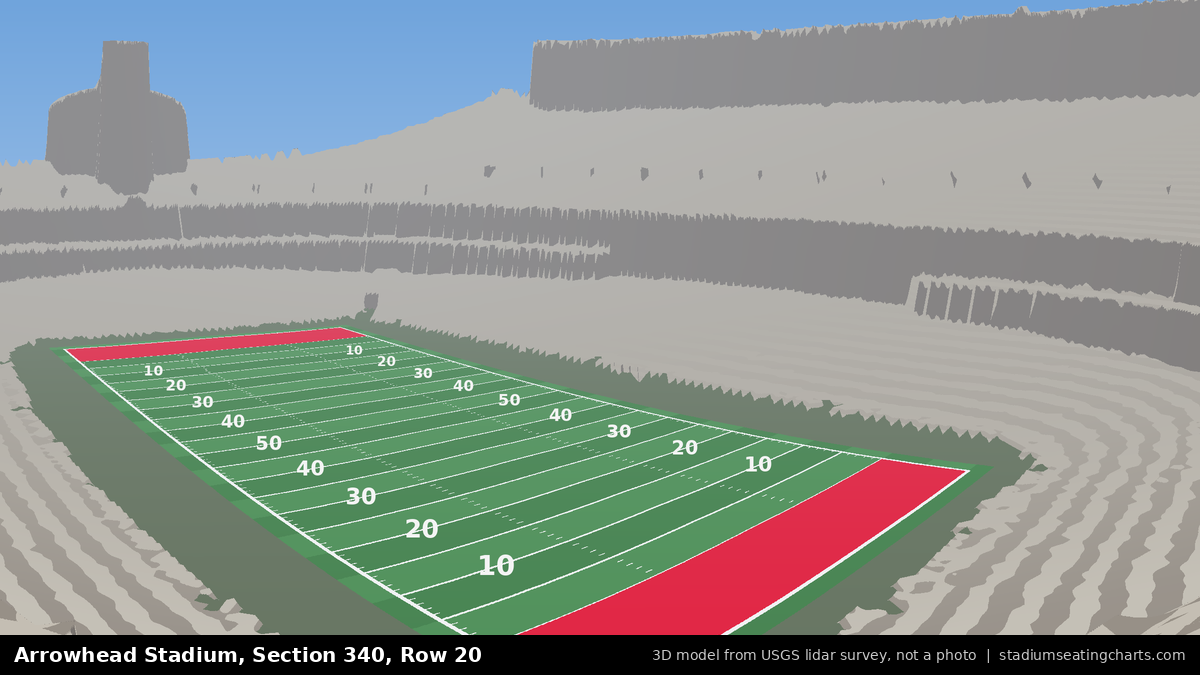 View from Arrowhead Stadium Section 340, Row 20, looking toward the field