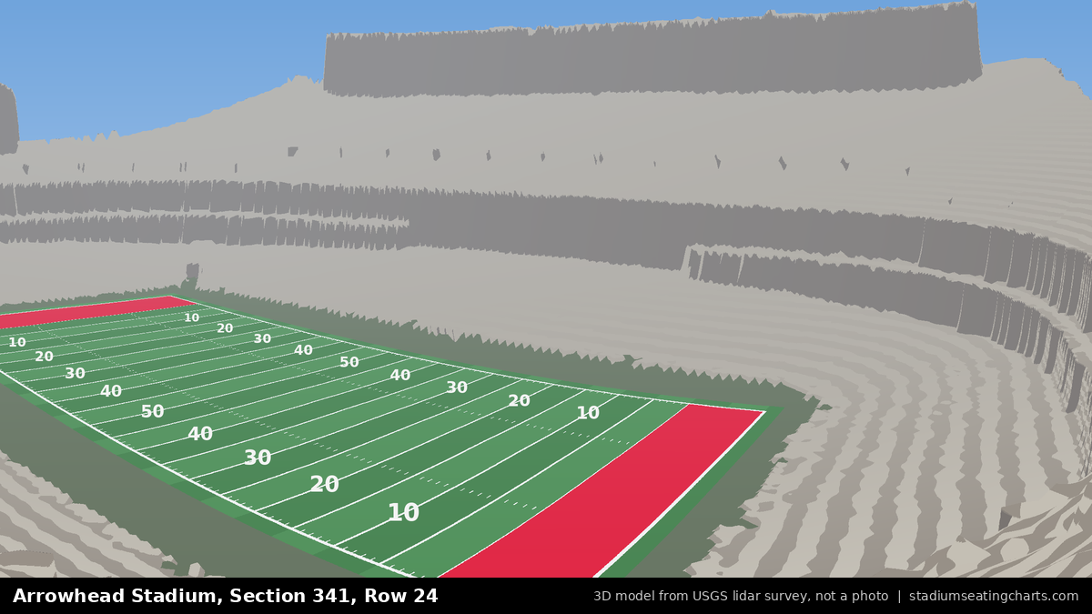 View from Arrowhead Stadium Section 341, Row 24, looking toward the field