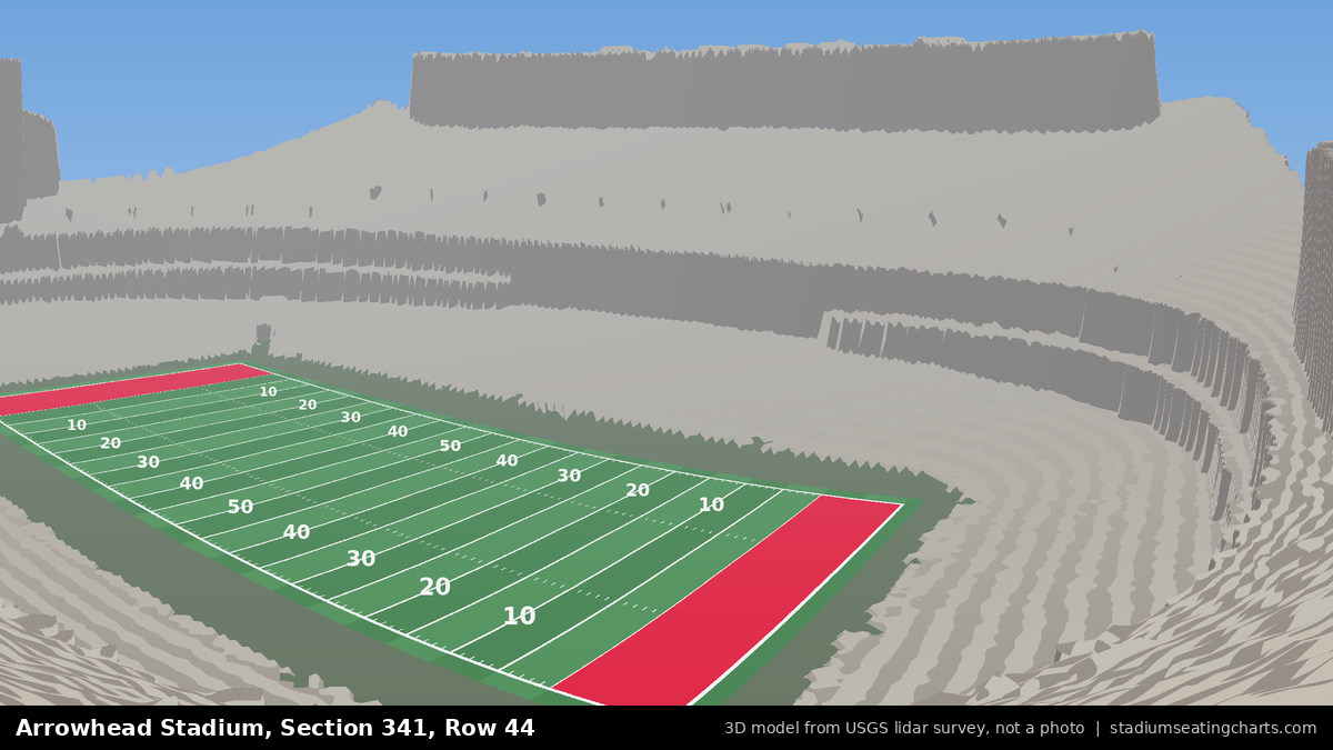 View from Arrowhead Stadium Section 341, Row 44, looking toward the field