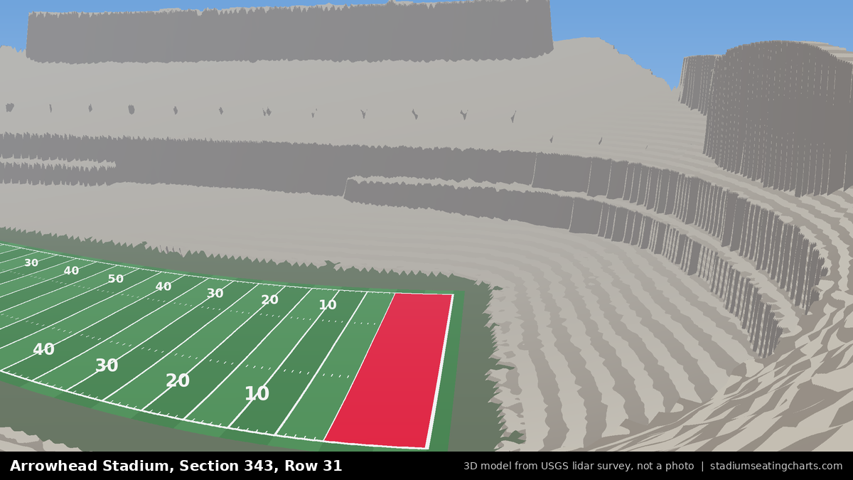 View from Arrowhead Stadium Section 343, Row 31, looking toward the field