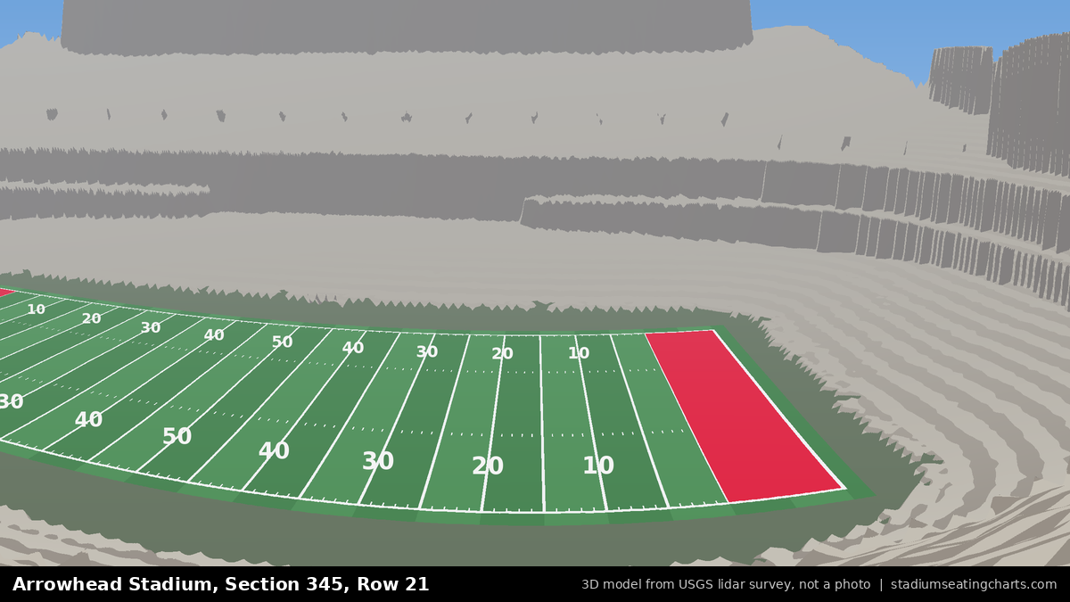 View from Arrowhead Stadium Section 345, Row 21, looking toward the field