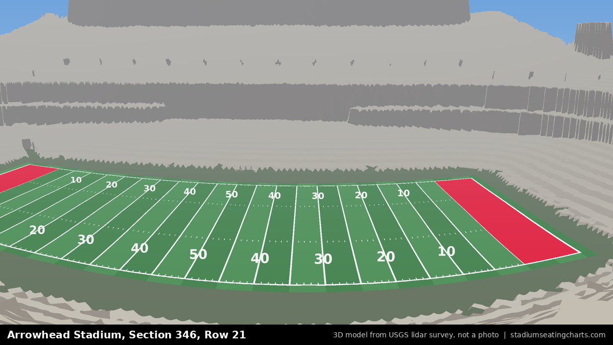 View from Arrowhead Stadium Section 346, Row 21, looking toward the field
