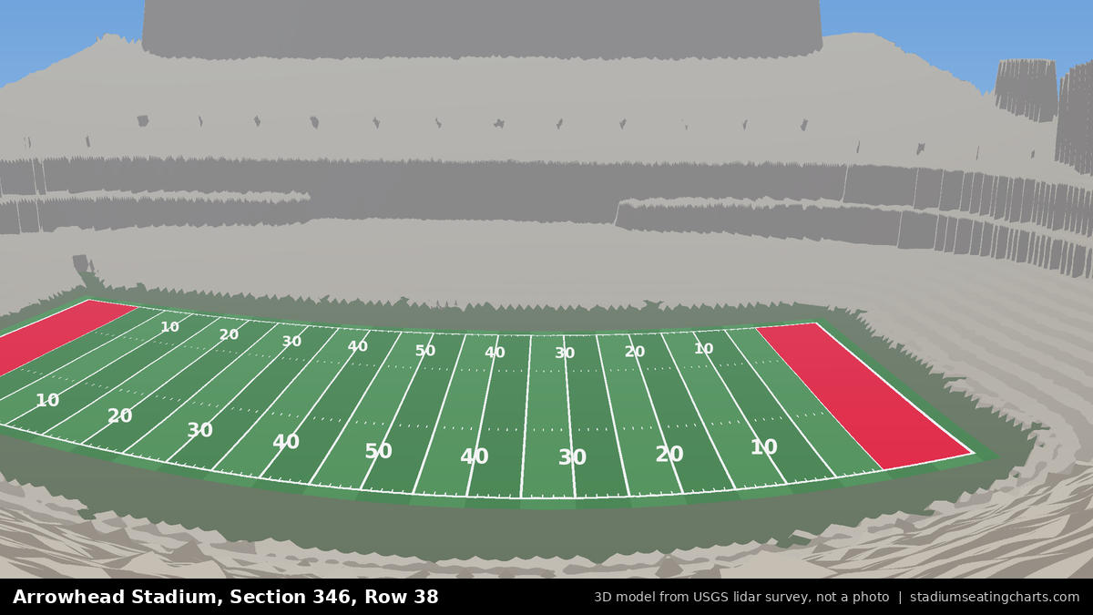 View from Arrowhead Stadium Section 346, Row 38, looking toward the field
