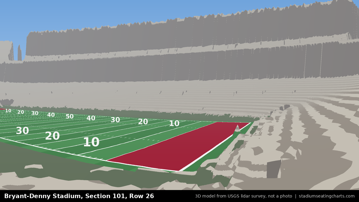 View from Bryant-Denny Stadium Section 101, Row 26, looking toward the field
