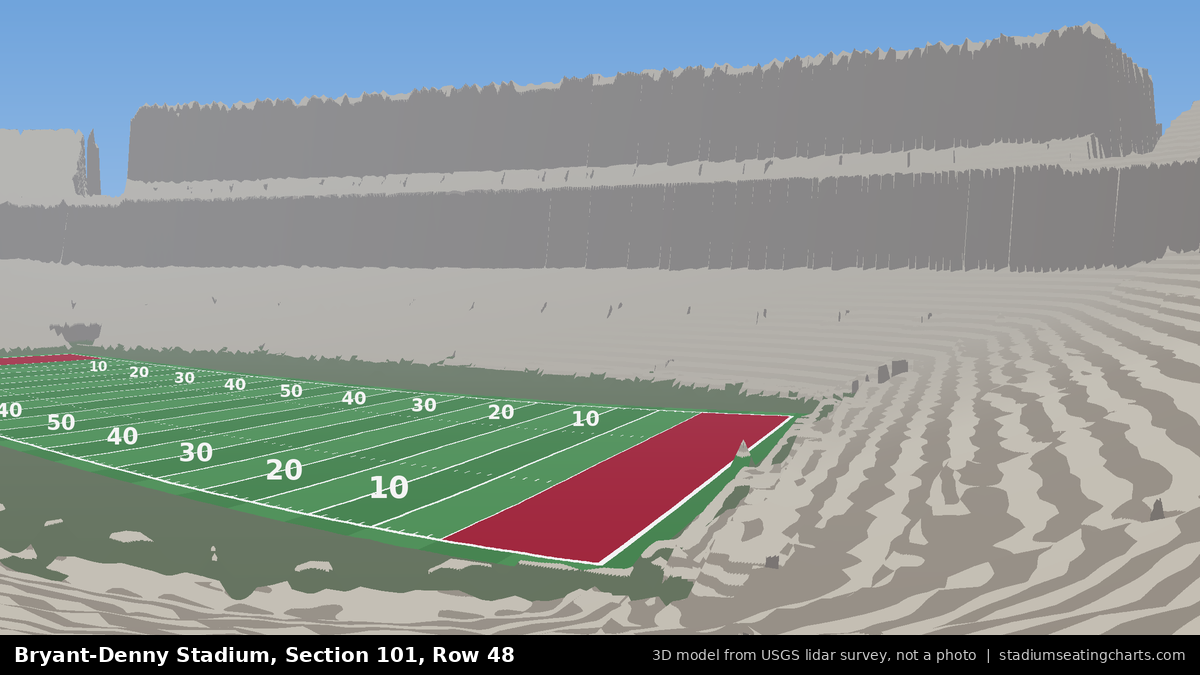 View from Bryant-Denny Stadium Section 101, Row 48, looking toward the field