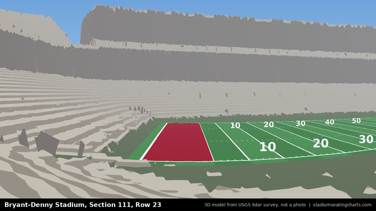 View from Bryant-Denny Stadium Section 111, Row 23, looking toward the field