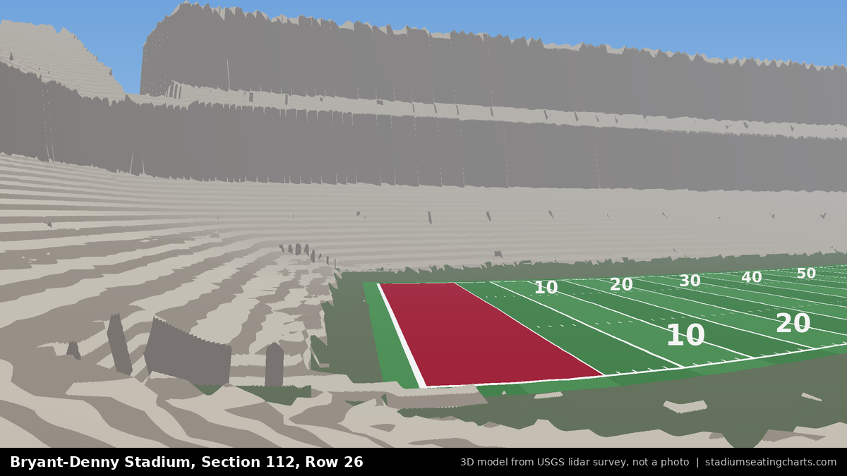 View from Bryant-Denny Stadium Section 112, Row 26, looking toward the field