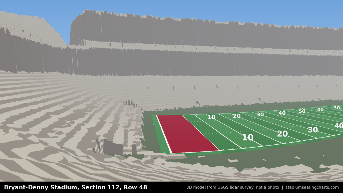 View from Bryant-Denny Stadium Section 112, Row 48, looking toward the field