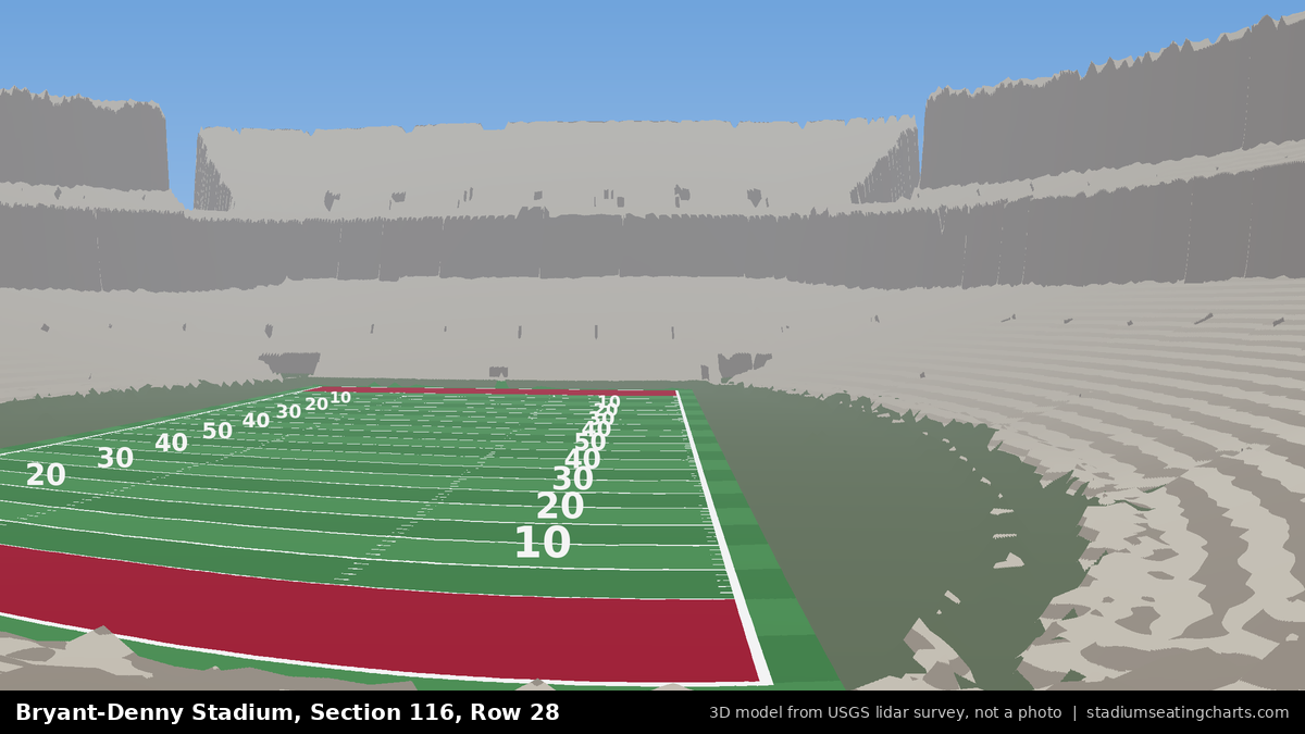 View from Bryant-Denny Stadium Section 116, Row 28, looking toward the field