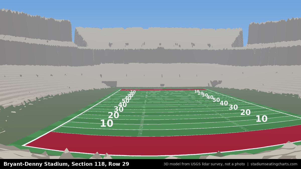 View from Bryant-Denny Stadium Section 118, Row 29, looking toward the field