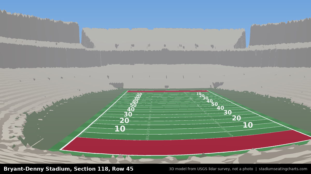 View from Bryant-Denny Stadium Section 118, Row 45, looking toward the field